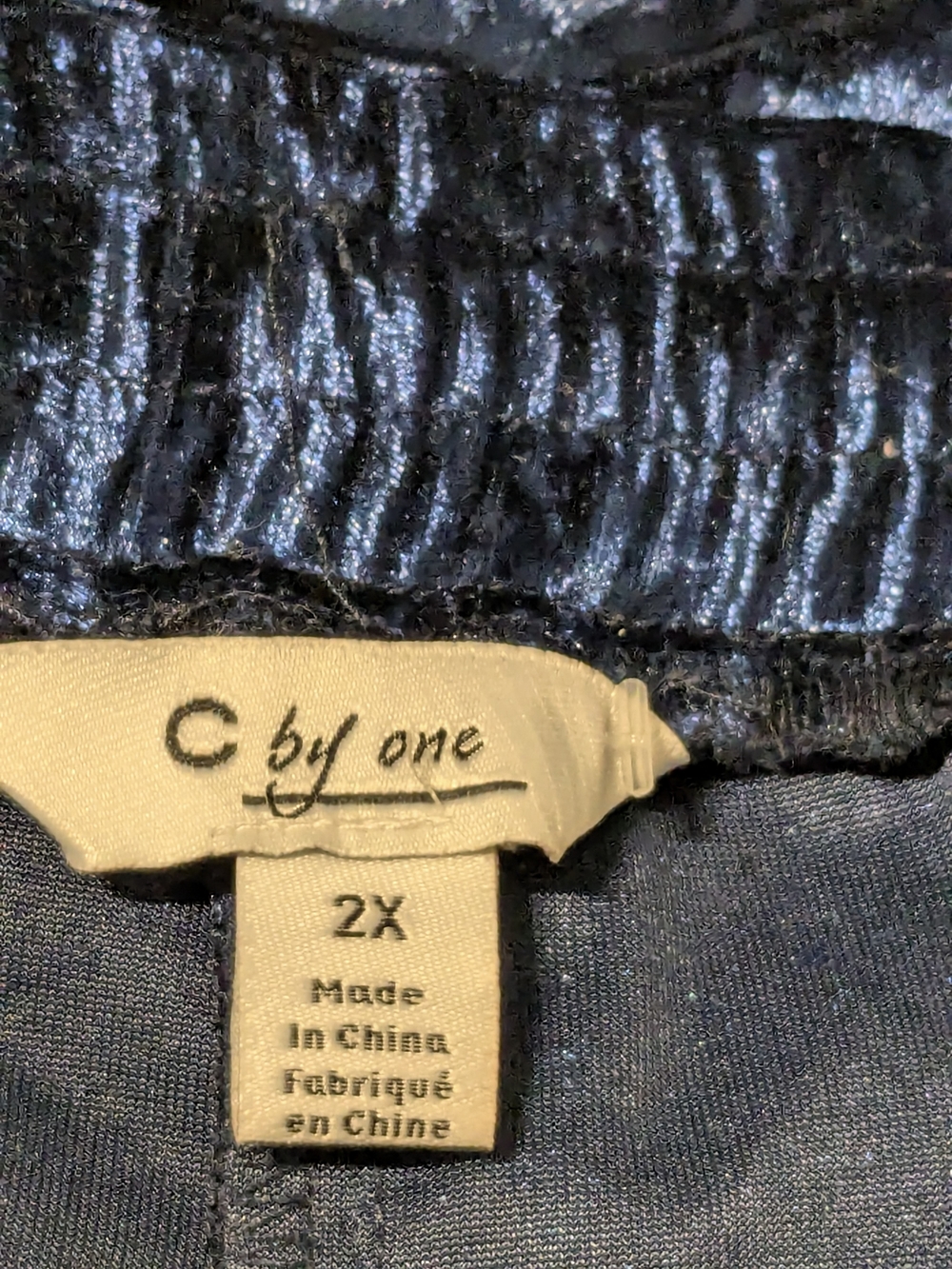 C by One Shimmery Navy Crushed Velvet Pull-On Pants - Picture 15 of 16